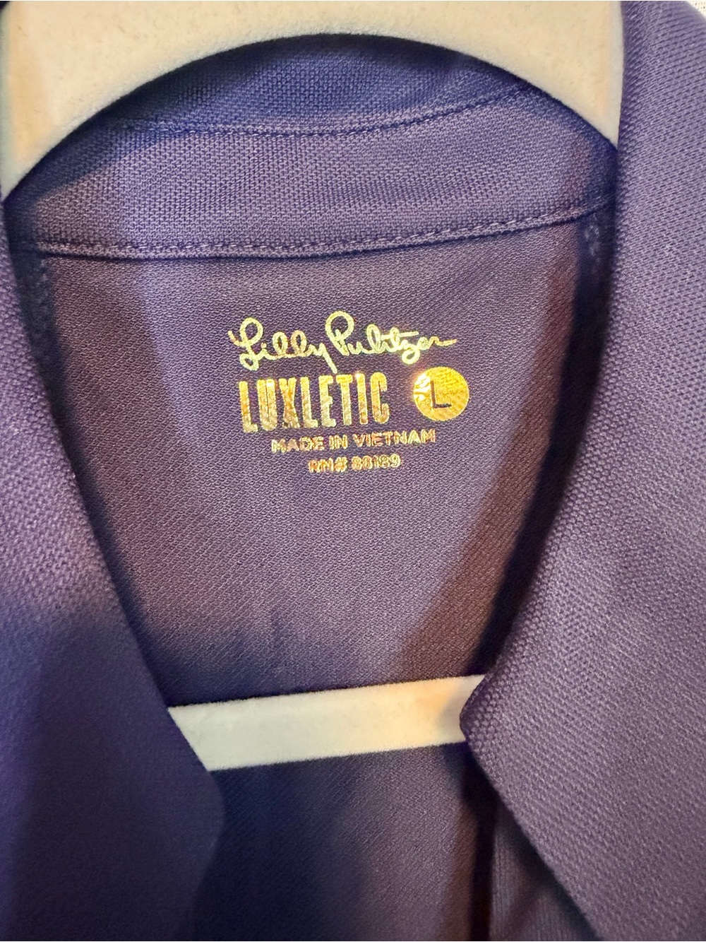 Lilly Pulitzer Martina Luxletic Navy Ruffle Sleeveless Polo Top NWT UPF 50 L - Picture 4 of 8